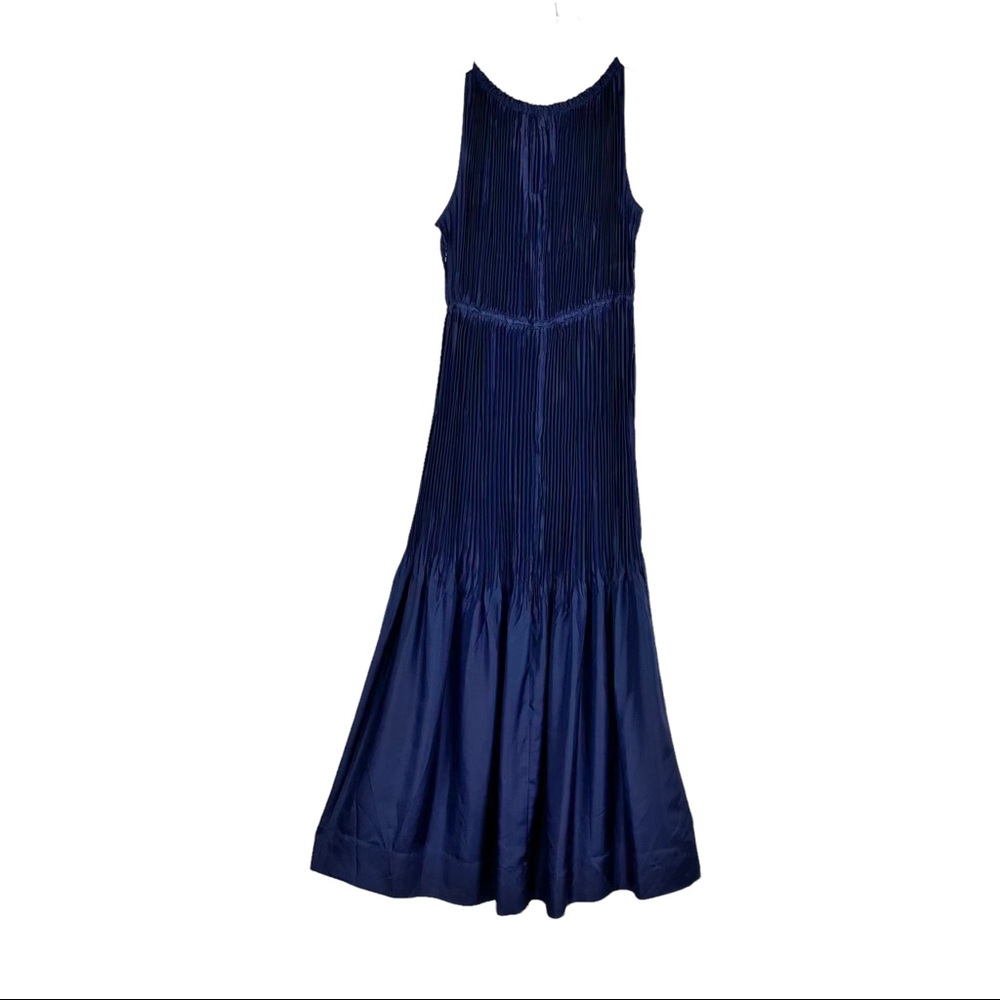 Calypso St Barth Dark Blue Pleated Long Silk Sleeveless Dress - Picture 4 of 6